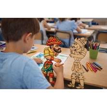 SHR Tasarım 5 Adet 25 cm Ahşap Boyanabilir Hacivat Karagöz Seti – Anaokulu ve Ilkokul Çocukları Için Eğitici Mdf Boyama Etkinliği