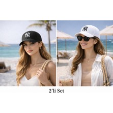 Wearflawless Unisex 2'li Set Ayarlanabilir Şapka, Ny Nakışlı Şapka, Kadın,erkek Şapka, Trend Günlük Şapka
