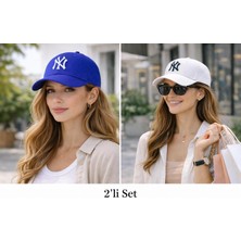 Wearflawless Unisex 2'li Set Ayarlanabilir Şapka, Ny Nakışlı Şapka, Kadın,erkek Şapka, Trend Günlük Şapka