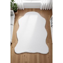 Carpet Dekor Peluş Yumuşak Dekoratif Halı Beyaz