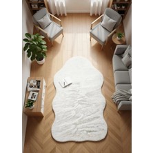 Carpet Dekor Peluş Yumuşak Dekoratif Halı Krem