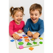 Özgürce Ahşap Geometrik Şekil Puzzle Seti, Montessori Eğitici Oyuncak, Zeka Geliştirici