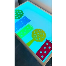 Özgürce Renkli Ahşap Işıklı Çocuk Masa, Eğlenceli ve Öğretici Oyun Alanı