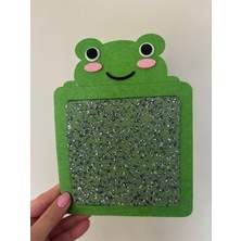 Özgürce Renkli Kurbağa Figürlü Simli Duyusal Keçe Pano, Montessori Dokunma Oyuncağı