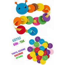 Özgürce Renkli Montessori Tırtıl Oyuncağı, Düğme Geçirme ve Dizme Eğlencesi