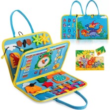 Özgürce Eğitici Keçe Aktivite Çantası, Duyusal ve Öğretici Oyun, 1+ Yaş Mavi