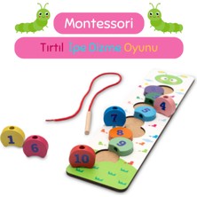Özgürce Renkli Ahşap Tırtıl Ipe Dizme Oyunu, Montessori Eğitici Seti