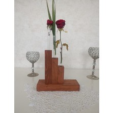 Ay Akdeniz Dekoratif Masa Sehpa Aksesuarı Tüplü Ahşap Çiçeklik