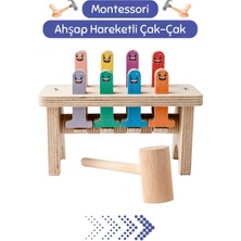 Özgürce Renkli Ahşap Çak-Çak Oyunu, Montessori Eğitici ve Güvenli Çocuk Oyuncağı