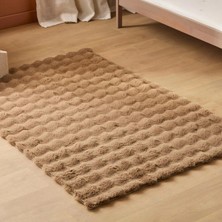 Carpet Dekor Bubble Yumuşak Suni Tavşan Tüyü Halı Kahve