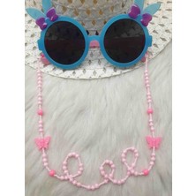 Happy Handmade Zincir..../pembe Kelebekli Kız Çocuk Gözlük Zinciri/güneş Gözlük Askısı/çocuk Hediyesi