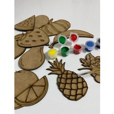 Özgürce Ahşap Meyve Boyama Seti, Montessori Eğitici Çocuk Gelişim Oyuncağı