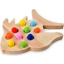 Özgürce Renkli Ponponlu Montessori Balık Eğitici Oyuncak Seti