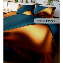 Angels Home Özel Tasarım Marka Çift Kişilik Battal Boy Nevresim Takımı 6 Parça Ranforce Satenli Altın Kahverengi Desen