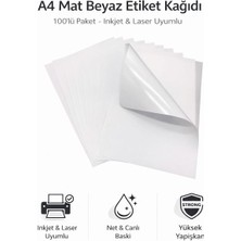Eray Paper A4 Mat Beyaz Yapışkanlı Etiket Kağıdı – Inkjet & Laser Uyumlu Yüksek Yapışkanlı Sticker Paper