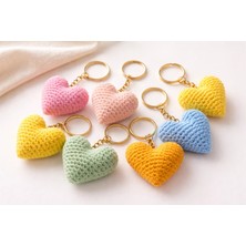 El Yapımı Örgü Kalp Amigurimi Anahtarlık