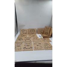 Özgürce Ahşap Montessori Çizim Seti, Çiftlik Hayvanları, 14 Parça, Eğitici ve Renkli