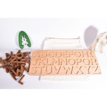Özgürce Doğal Ahşap Bultak Ingilizce Büyük Harf Seti, Montessori Eğitici Oyuncak