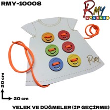 Özgürce Ahşap Montessori Oyuncak Yelek ve Düğmeler Ip Geçirme Seti