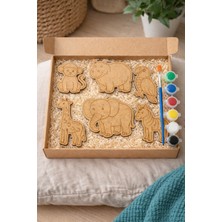 Özgürce Ahşap Boyama Seti Safari Hayvanları Çocuk Aktivite Oyuncağı