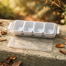 Ness Global 4 Bölmeli Kapaklı Saklama Kabı – Çok Amaçlı Düzenleyici Organizer Kutusu 3.5 Litre