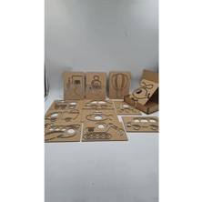 Özgürce Ahşap Montessori Çizim Seti, 15 Parça, Kutulu, Eğlenceli ve Eğitici