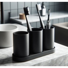 Print Zone Kolay Temizlenebilir 3 Bölmeli Diş Fırçalık ve Banyo Düzenleyici