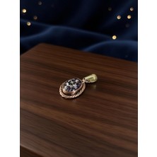 Anka Select El Yapımı Turkuaz Mavi Doğal Taş Kolye Ucu – Vintage Bakır Çerçeveli Oval Tasarım