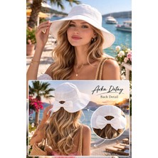 Wearflawless Kadın Keten Bucket Fiyonklu Yazlık Plaj Şapkası, Ayarlanabilir Geniş Kenarlı Tatil Şapkası