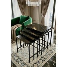 Homebella Homebella 3D Parlak Siyah 4'lü Zigon Sehpa Takım Metal Statik Siyah Ayaklı Üreticiden Garantili