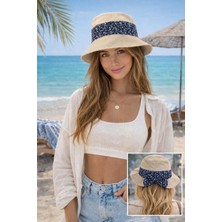 Wearflawless Kadın Keten Bucket Fiyonklu Yazlık Plaj Şapkası, Ayarlanabilir Geniş Kenarlı Tatil Şapkası