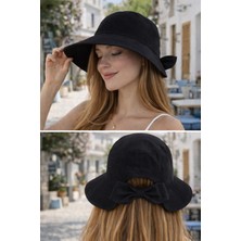 Wearflawless Kadın Keten Bucket Fiyonklu Yazlık Plaj Şapkası, Ayarlanabilir Geniş Kenarlı Tatil Şapkası
