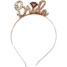Doğaberen Bride Taşlı Taç Metal Rose Gold