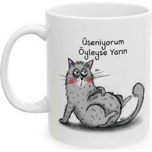 Ivart Üşeniyorum Öyleyse Yarın Baskılı Porselen Standart Kulplu Kupa Bardak-Hediye-Şimdi Çalış