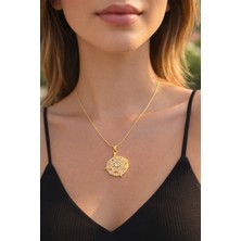 Xuping Kadın Gold Renk Zirkon Taşlı Kuzey Yıldızı Pusula Figürlü Modern Kolye