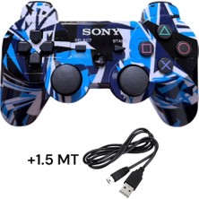 Crk Tech Ps3 Dual-Shock Gamepad Yeni Nesil Kol Kamuflaj Desenli Controller Oyun Kolu Ps3 + Pc + 1.5 mt Şarj Kablosu