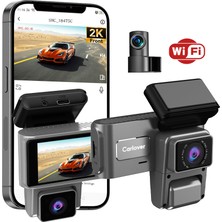Carlover S16 3 Kameralı 2K+1080P Araç Içi Kamera - 3.39" Dokunmatik Ekran, Wifi, Gece Görüşlü Dash Cam