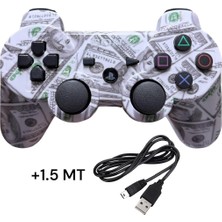 Crk Tech Ps3 Dual-Shock Gamepad Yeni Nesil Kol Kamuflaj Desenli Controller Oyun Kolu Ps3 + Pc + 1.5 mt Şarj Kablosu