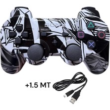 Crk Tech Ps3 Dual-Shock Gamepad Yeni Nesil Kol Kamuflaj Desenli Controller Oyun Kolu Ps3 + Pc + 1.5 mt Şarj Kablosu
