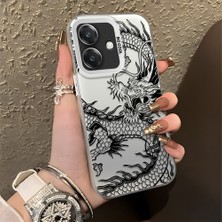 HONTINGA Oppo A3X 5g ile Uyumlu Kılıfı Silikon Kenar Sert Arka Düşüme Önleyici Basitlik Anti Düşme Kamera Korumali Ejderha Desen Telefon Kılıfı Kadın ve Erkek Için Uygundur K1-0737