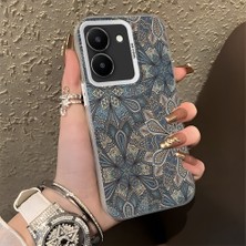 HONTINGA Vivo Y36 ile Uyumlu Kılıfı Silikon Kenar Sert Arka Düşüme Önleyici Basitlik Anti Düşme Kamera Korumali Vintage Desen Telefon Kılıfı Kadın ve Erkek Için Uygundur K1-0630