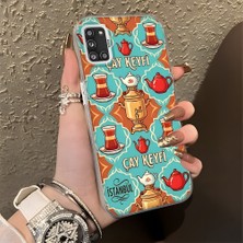 HONTINGA Samsung Galaxy A31 ile Uyumlu Kılıfı Silikon Kenar Sert Arka Düşüme Önleyici Basitlik Anti Düşme Kamera Korumali Çay Keyfi Desen Telefon Kılıfı Kadın ve Erkek Için Uygundur K1-0826