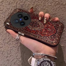 HONTINGA Vivo X300 Pro ile Uyumlu Kılıfı Silikon Kenar Sert Arka Düşüme Önleyici Basitlik Anti Düşme Kamera Korumali Bordo Renkli Halı Desen Telefon Kılıfı Kadın ve Erkek Için Uygundur K1-0700