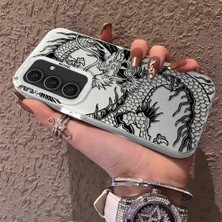 HONTINGA Samsung Galaxy S25 Plus ile Uyumlu Kılıfı Silikon Kenar Sert Arka Düşüme Önleyici Basitlik Anti Düşme Kamera Korumali Ejderha Desen Telefon Kılıfı Kadın ve Erkek Için Uygundur K1-0737