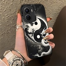 HONTINGA Vivo Y16 ile Uyumlu Kılıfı Silikon Kenar Sert Arka Düşüme Önleyici Basitlik Anti Düşme Kamera Korumali Ejderha Desen Telefon Kılıfı Kadın ve Erkek Için Uygundur K1-0737