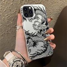 HONTINGA iPhone 13 Pro Max ile Uyumlu Kılıfı Silikon Kenar Sert Arka Düşüme Önleyici Basitlik Anti Düşme Kamera Korumali Ejderha Desen Telefon Kılıfı Kadın ve Erkek Için Uygundur K1-0737