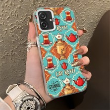 HONTINGA Samsung Galaxy A07 ile Uyumlu Kılıfı Silikon Kenar Sert Arka Düşüme Önleyici Basitlik Anti Düşme Kamera Korumali Çay Keyfi Desen Telefon Kılıfı Kadın ve Erkek Için Uygundur K1-0826