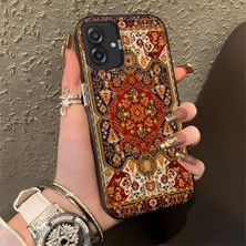 HONTINGA Samsung Galaxy A07 ile Uyumlu Kılıfı Silikon Kenar Sert Arka Düşüme Önleyici Basitlik Anti Düşme Kamera Korumali Iran Halısı Desen Telefon Kılıfı Kadın ve Erkek Için Uygundur K1-0514