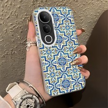 HONTINGA Vivo V50 Lite ile Uyumlu Kılıfı Silikon Kenar Sert Arka Düşüme Önleyici Basitlik Anti Düşme Kamera Korumali Klasik Halı Desen Telefon Kılıfı Kadın ve Erkek Için Uygundur K1-0625