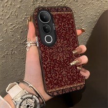 HONTINGA Vivo V50 Lite ile Uyumlu Kılıfı Silikon Kenar Sert Arka Düşüme Önleyici Basitlik Anti Düşme Kamera Korumali Güzel Halı Desen Telefon Kılıfı Kadın ve Erkek Için Uygundur K1-0699